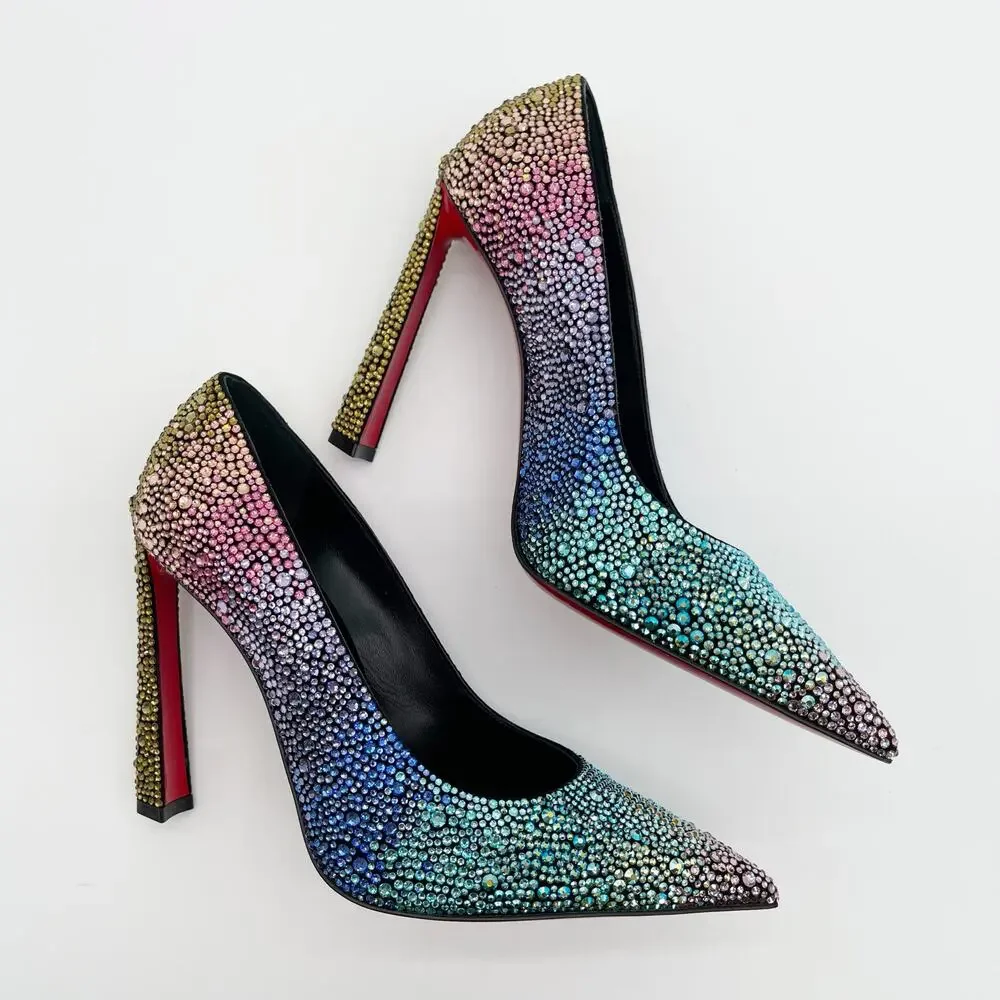 Christian Louboutin Condora Strass Rainbow Crystal 100 Stiletto Heels EU 36.5
